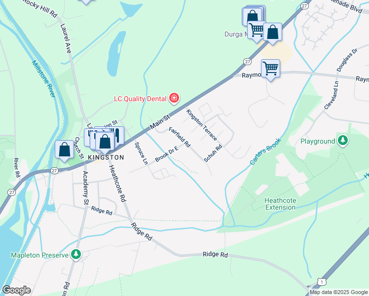 map of restaurants, bars, coffee shops, grocery stores, and more near 54 Brook Drive East in Princeton
