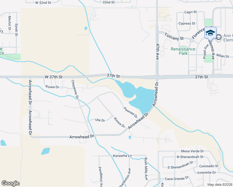 map of restaurants, bars, coffee shops, grocery stores, and more near 5023 Pawnee Drive in Greeley
