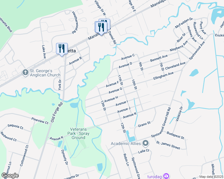 map of restaurants, bars, coffee shops, grocery stores, and more near 56 Avenue G in Monroe Township