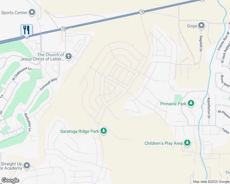 map of restaurants, bars, coffee shops, grocery stores, and more near 762 Lang Court in Eagle Mountain