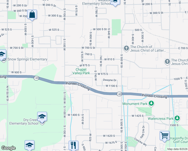 map of restaurants, bars, coffee shops, grocery stores, and more near 797 West 975 South in Lehi