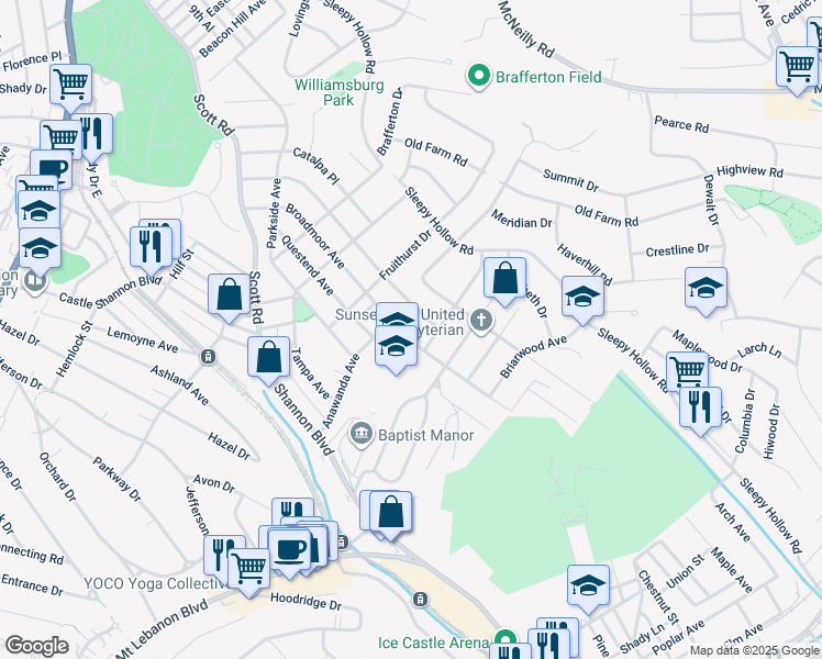map of restaurants, bars, coffee shops, grocery stores, and more near 400 Broadmoor Avenue in Pittsburgh