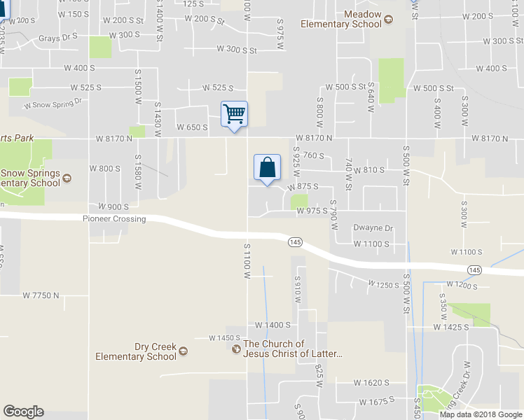 map of restaurants, bars, coffee shops, grocery stores, and more near 1042 West 975 South in Lehi