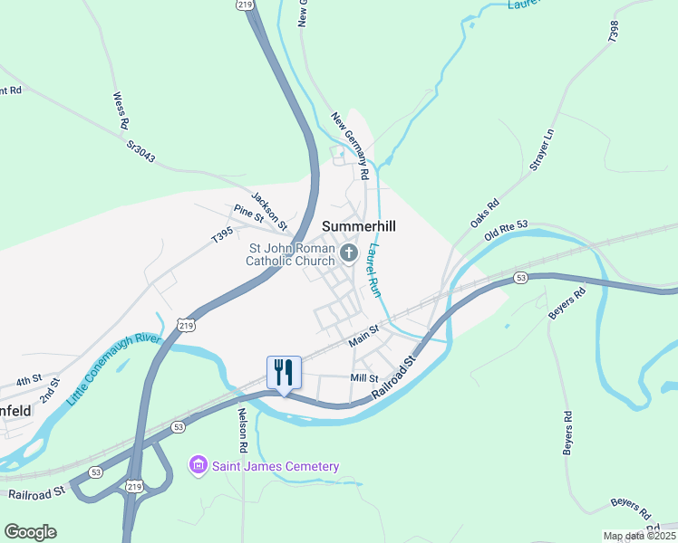 map of restaurants, bars, coffee shops, grocery stores, and more near 547 Main Street in Summerhill