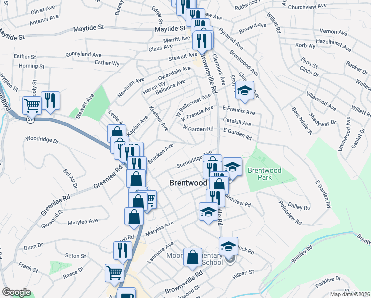 map of restaurants, bars, coffee shops, grocery stores, and more near 3229 Kestner Avenue in Pittsburgh
