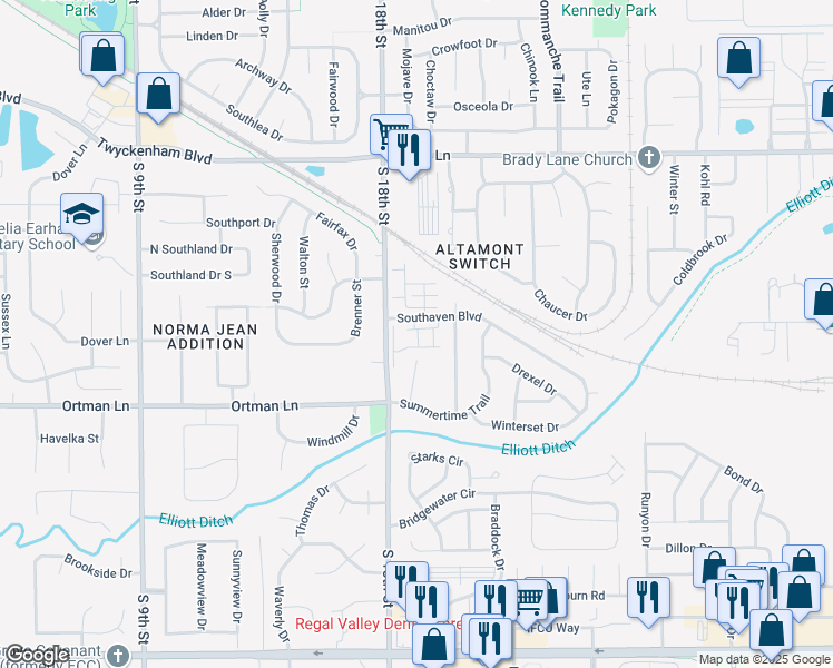 map of restaurants, bars, coffee shops, grocery stores, and more near 3331 Radcliff Court in Lafayette