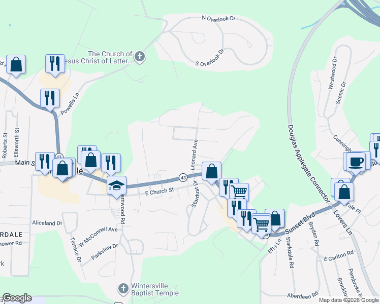 map of restaurants, bars, coffee shops, grocery stores, and more near 215 Leonard Avenue in Steubenville