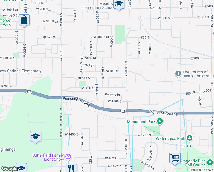 map of restaurants, bars, coffee shops, grocery stores, and more near 962 Chappel Valley Loop in Lehi