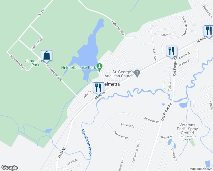 map of restaurants, bars, coffee shops, grocery stores, and more near 7 Maple Street in Helmetta