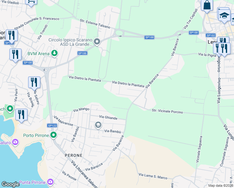 map of restaurants, bars, coffee shops, grocery stores, and more near 84 Via Pescara in Leporano Marina