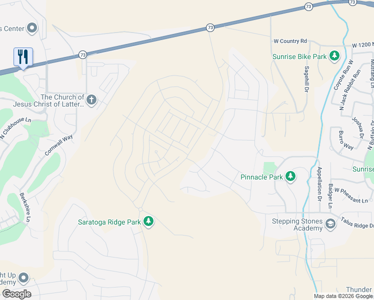 map of restaurants, bars, coffee shops, grocery stores, and more near West Talus Ridge Drive in Saratoga Springs