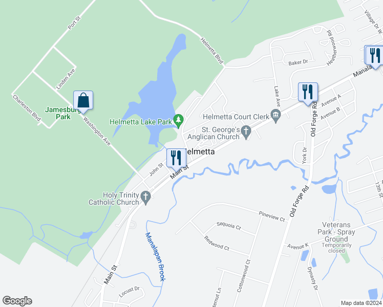 map of restaurants, bars, coffee shops, grocery stores, and more near 2100 Camelot Court in Helmetta