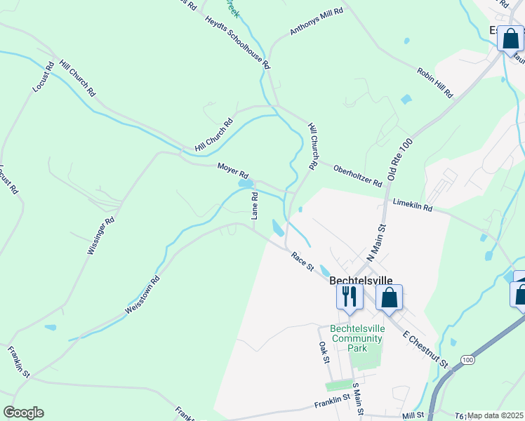 map of restaurants, bars, coffee shops, grocery stores, and more near 15 Hummingbird Lane in Phoenixville