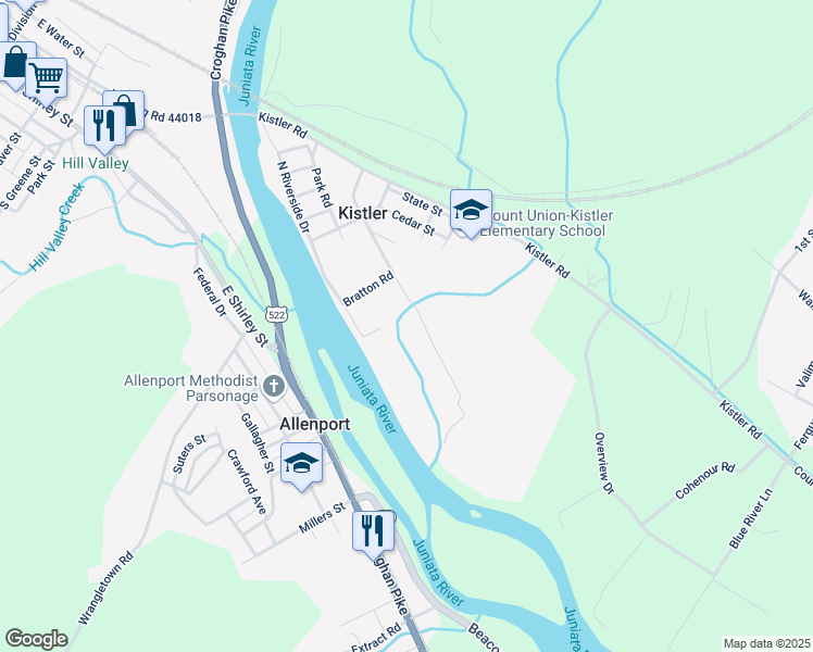 map of restaurants, bars, coffee shops, grocery stores, and more near 450 Nolan Road in Mount Union