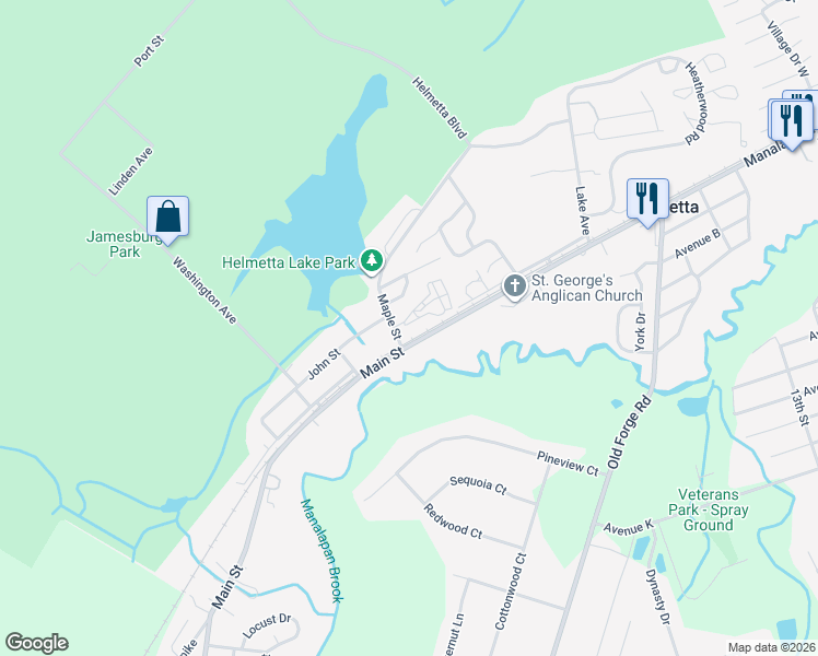 map of restaurants, bars, coffee shops, grocery stores, and more near 2100 Camelot Court in Helmetta