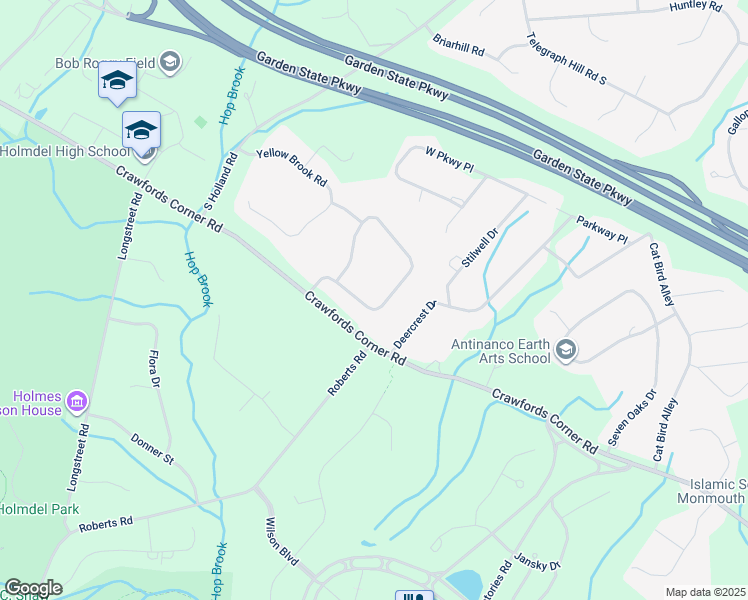 map of restaurants, bars, coffee shops, grocery stores, and more near 11 Falcon Ridge Circle in Holmdel