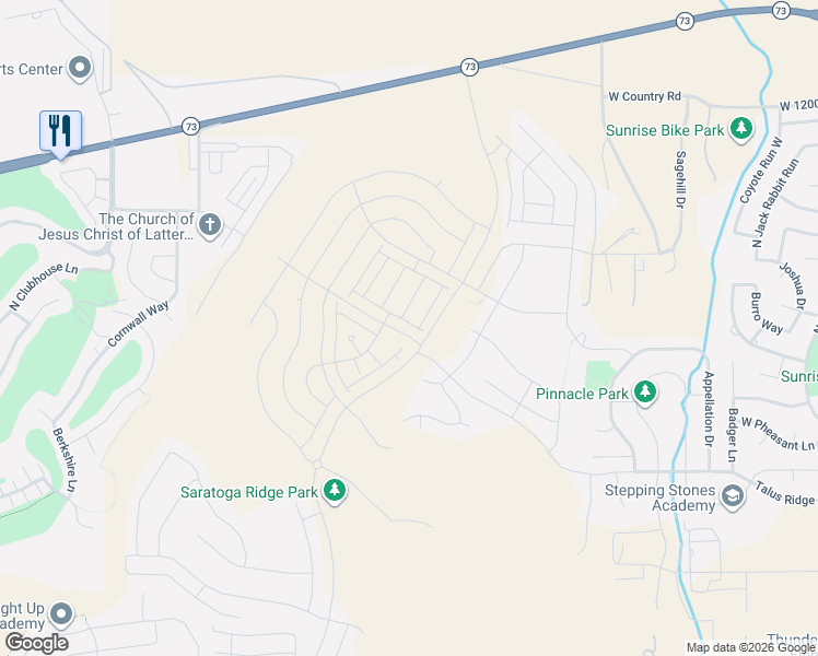 map of restaurants, bars, coffee shops, grocery stores, and more near West Talus Ridge Drive in Saratoga Springs