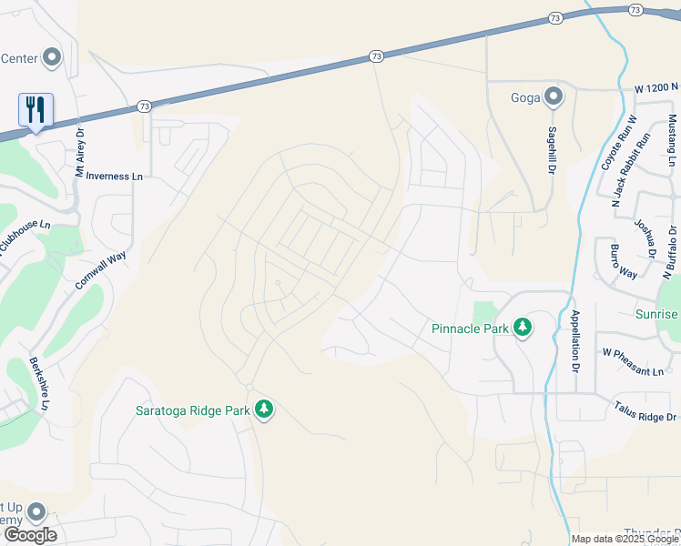 map of restaurants, bars, coffee shops, grocery stores, and more near 818 North Pugh Lane in Saratoga Springs