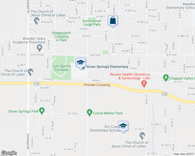 map of restaurants, bars, coffee shops, grocery stores, and more near 888 South 1620 West in Lehi