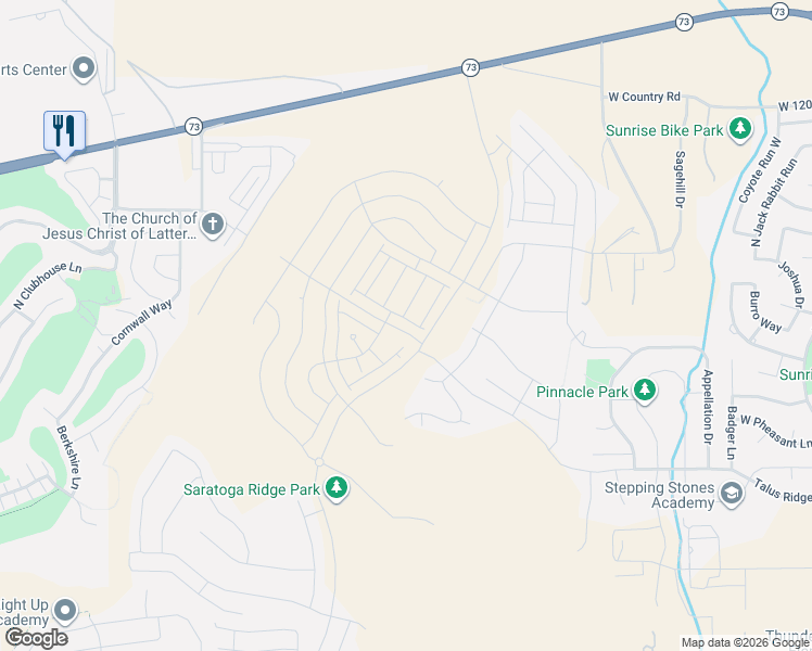 map of restaurants, bars, coffee shops, grocery stores, and more near West Talus Ridge Drive in Saratoga Springs