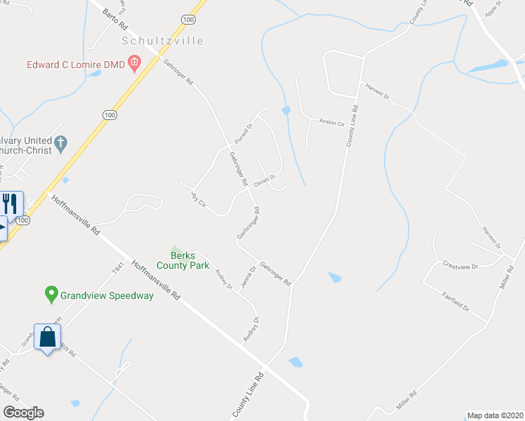 map of restaurants, bars, coffee shops, grocery stores, and more near 75 Gehringer Road in Barto