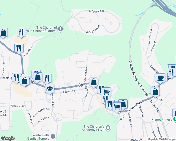 map of restaurants, bars, coffee shops, grocery stores, and more near 215 Leonard Avenue in Steubenville