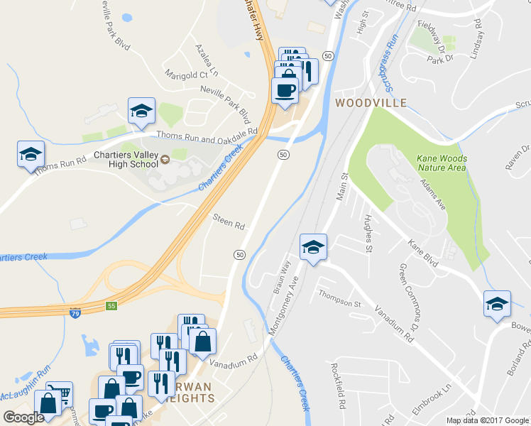 map of restaurants, bars, coffee shops, grocery stores, and more near 1306 Washington Pike in Bridgeville