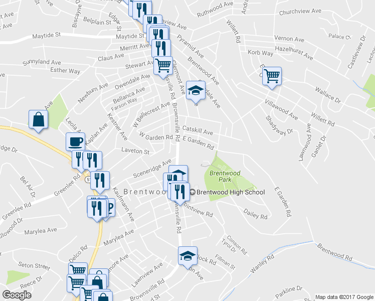 map of restaurants, bars, coffee shops, grocery stores, and more near 3331 Brownsville Road in Pittsburgh