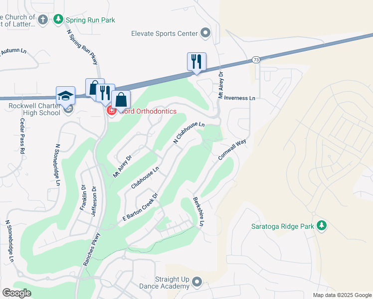 map of restaurants, bars, coffee shops, grocery stores, and more near 8986 North Barton Creek Circle in Eagle Mountain