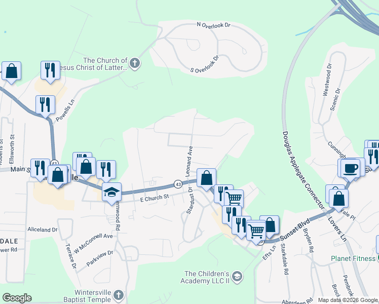 map of restaurants, bars, coffee shops, grocery stores, and more near 215 Leonard Avenue in Wintersville