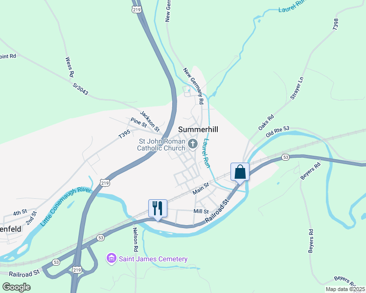 map of restaurants, bars, coffee shops, grocery stores, and more near 547 Main Street in Summerhill