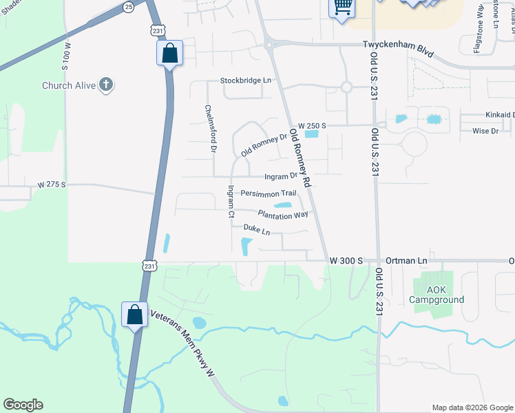 map of restaurants, bars, coffee shops, grocery stores, and more near 320 Plantation Way in Lafayette