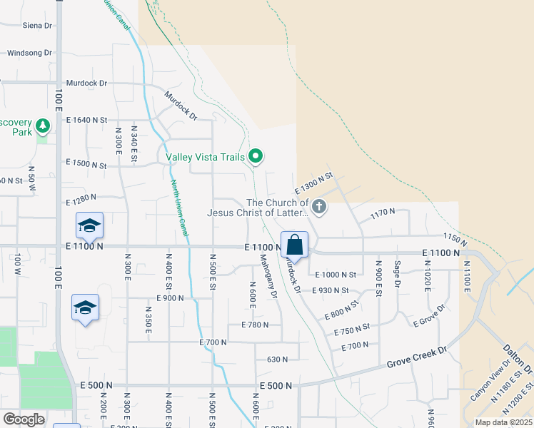 map of restaurants, bars, coffee shops, grocery stores, and more near 1229 North Murdock Drive in Pleasant Grove