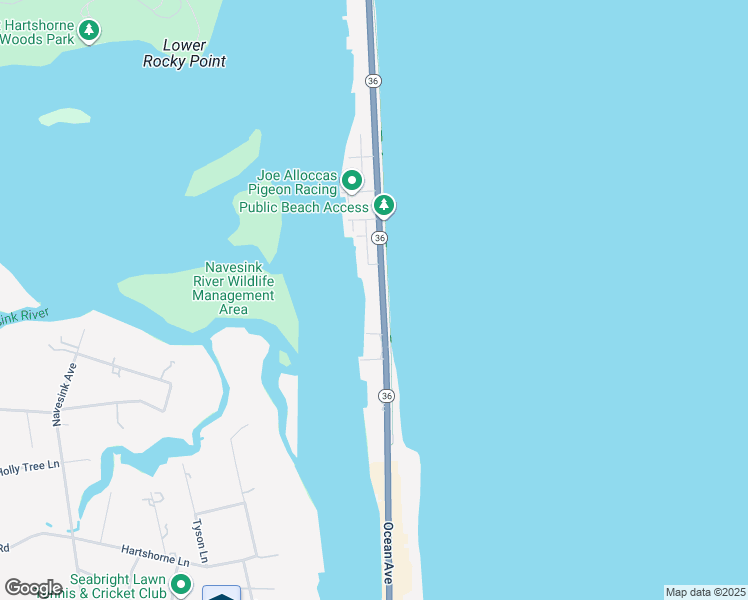 map of restaurants, bars, coffee shops, grocery stores, and more near 650 Ocean Avenue in Sea Bright