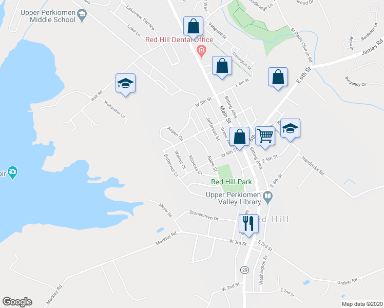 map of restaurants, bars, coffee shops, grocery stores, and more near 420 Mimosa Court in Red Hill