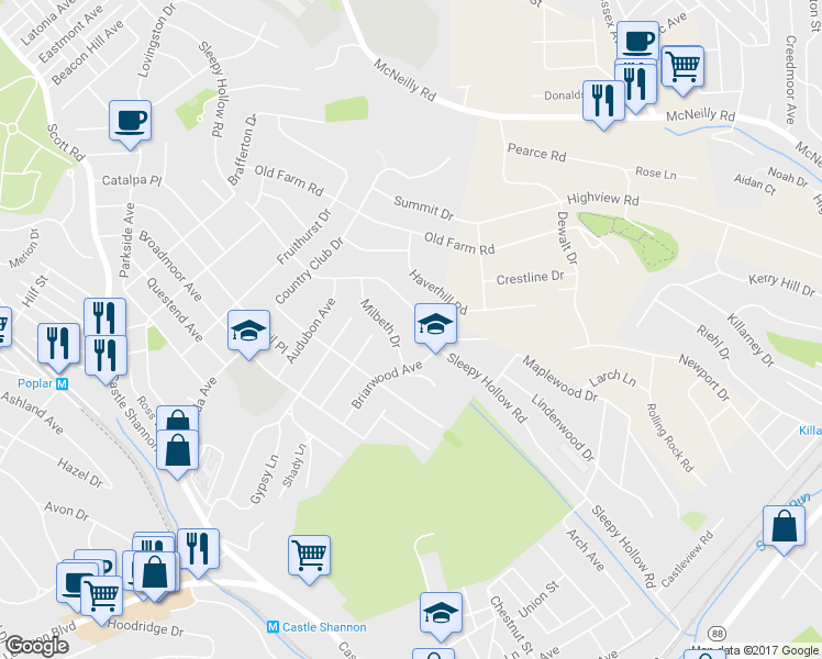 map of restaurants, bars, coffee shops, grocery stores, and more near 508 Sleepy Hollow Road in Pittsburgh