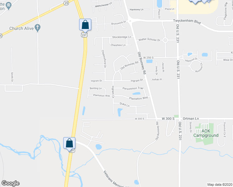 map of restaurants, bars, coffee shops, grocery stores, and more near 344 Plantation Way in Lafayette