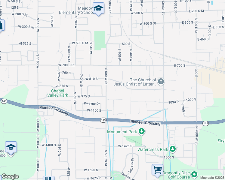 map of restaurants, bars, coffee shops, grocery stores, and more near 892 South 450 West in Lehi