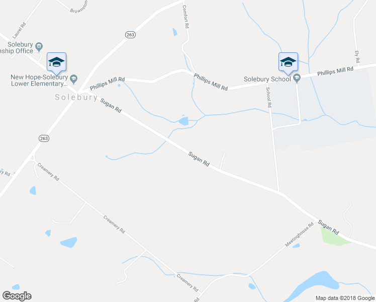 map of restaurants, bars, coffee shops, grocery stores, and more near 2856 North Sugan Road in New Hope