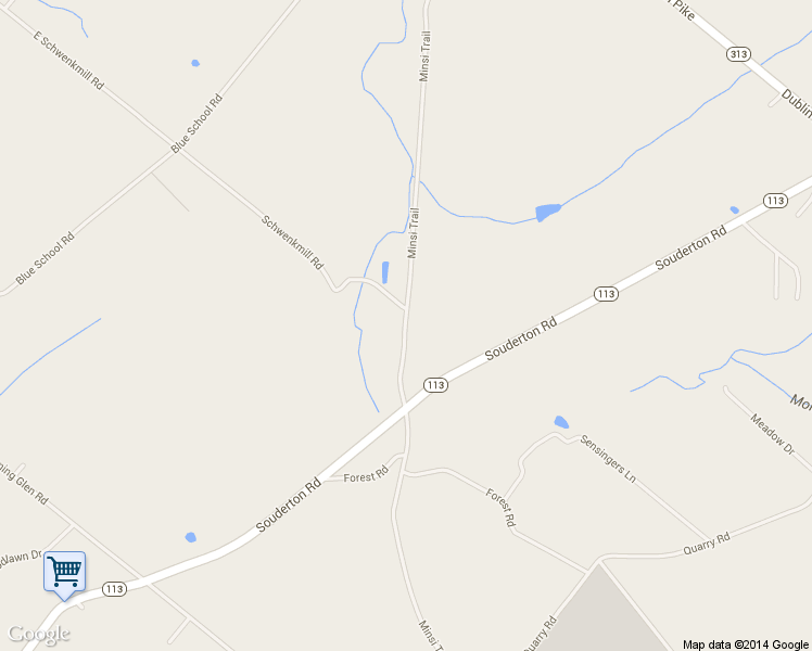 map of restaurants, bars, coffee shops, grocery stores, and more near 920 Minsi Trail in Perkasie