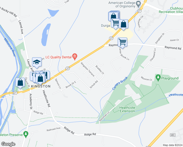 map of restaurants, bars, coffee shops, grocery stores, and more near 302 Cynthia Court in Princeton