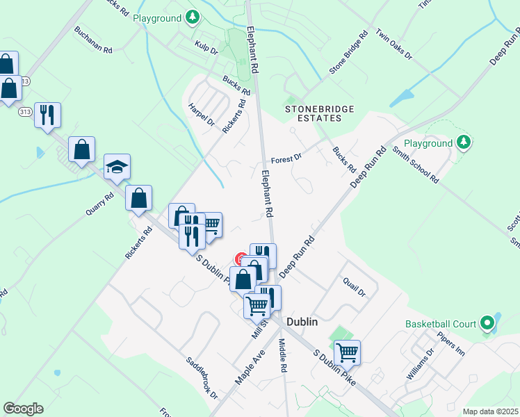 map of restaurants, bars, coffee shops, grocery stores, and more near 162 Elephant Road in Dublin