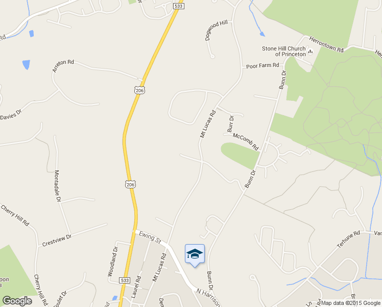 map of restaurants, bars, coffee shops, grocery stores, and more near 212 East Stuart Road in Princeton