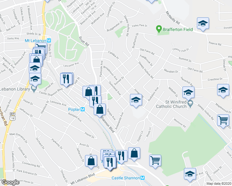 map of restaurants, bars, coffee shops, grocery stores, and more near 324 Questend Avenue in Pittsburgh