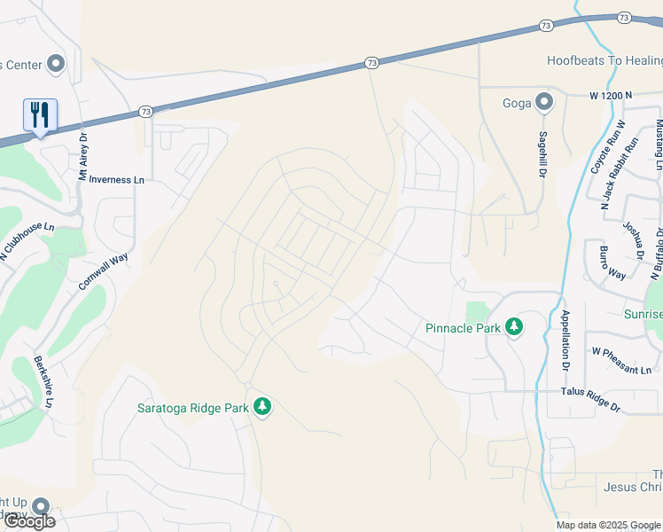 map of restaurants, bars, coffee shops, grocery stores, and more near 873 North Pugh Lane in Eagle Mountain