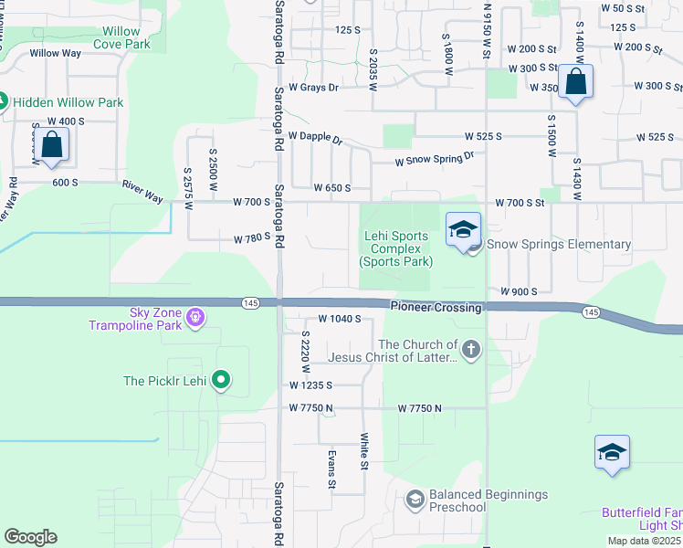map of restaurants, bars, coffee shops, grocery stores, and more near 928 Gander Way in Lehi