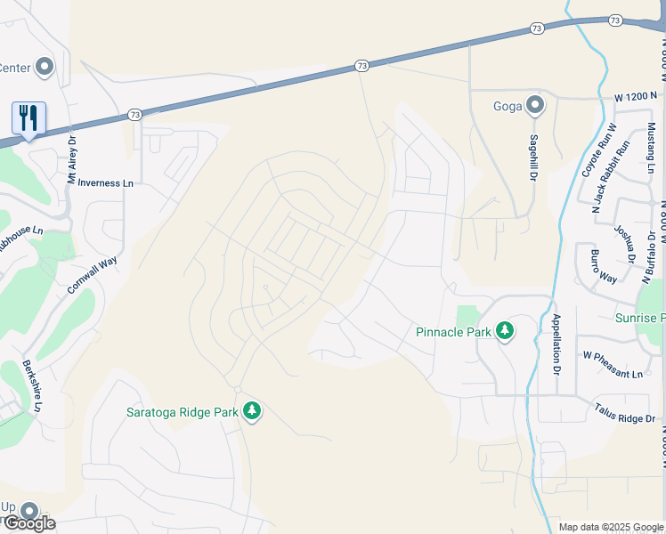 map of restaurants, bars, coffee shops, grocery stores, and more near 842 North Pugh Lane in Eagle Mountain