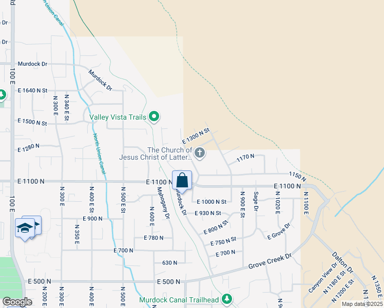 map of restaurants, bars, coffee shops, grocery stores, and more near 1192 North 730 East in Pleasant Grove