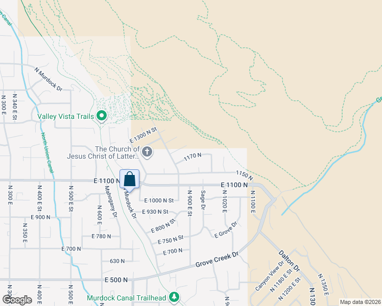 map of restaurants, bars, coffee shops, grocery stores, and more near 908 East 1170 North in Pleasant Grove
