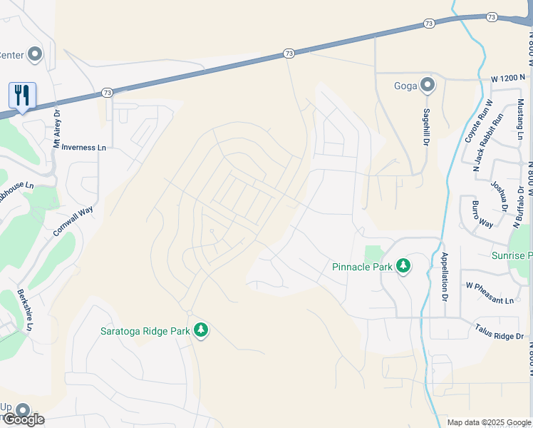 map of restaurants, bars, coffee shops, grocery stores, and more near 846 North Pugh Lane in Eagle Mountain
